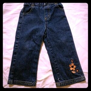 18M Flower Blue Jeans Elastic Waist